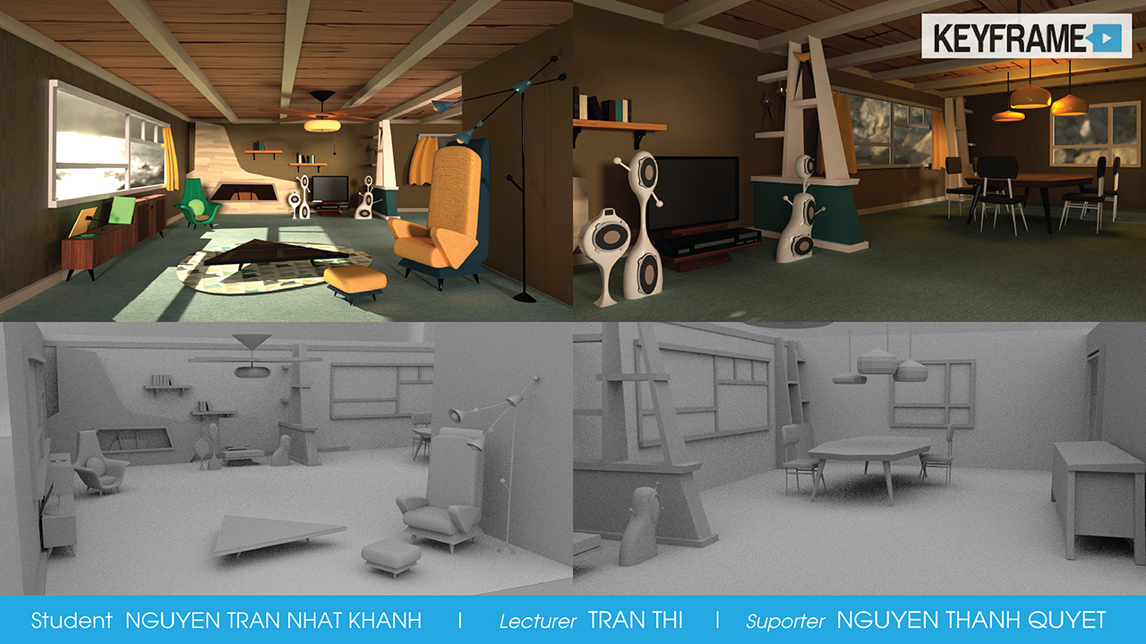 Khóa học 3D Maya Basic - Tác phẩm model nhân vật và căn phòng 3D - Học viên  Nhật Khánh